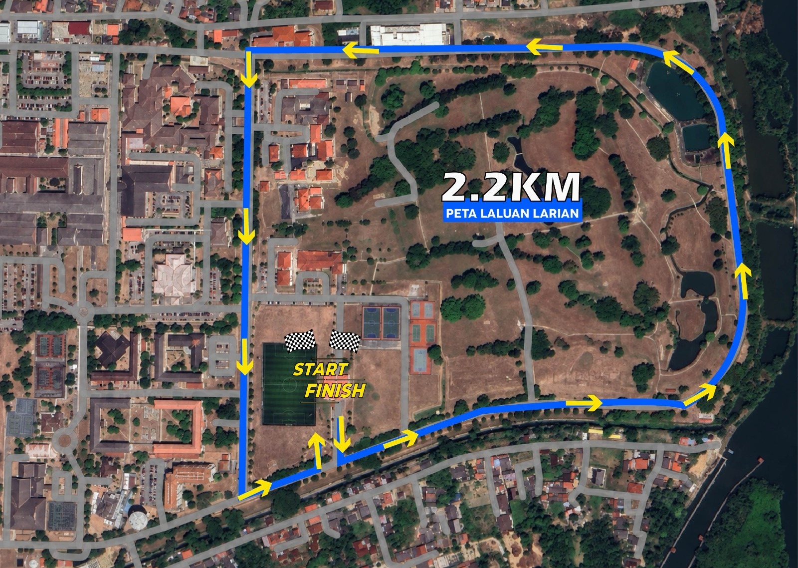 Peta trek larian 2.2KM Larian Amal HPUSM 2026